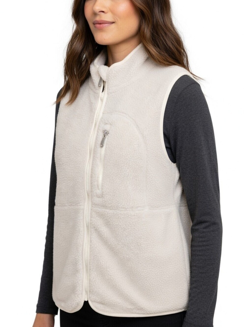 Kyodan Outdoor Activewear White Fleece Zip-Up Vest Size M